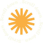 orange wheel with text - scroll down